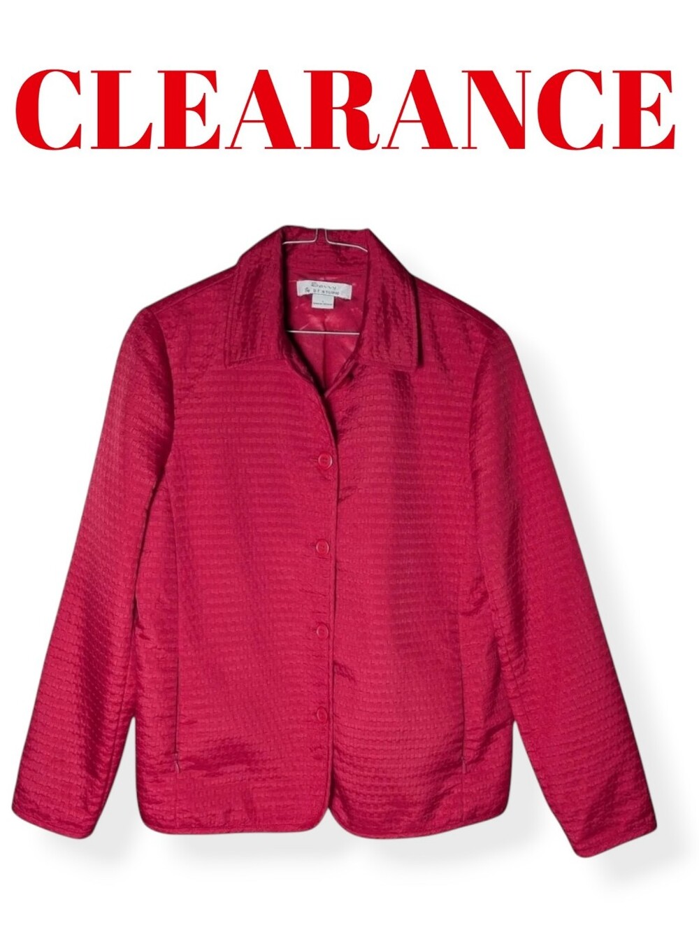 Savvy by DT Studio Textured Blazer Geometric Bold Pink Red Classic Statement